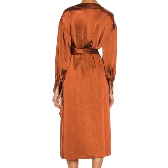LPA | Revolve Wrap Dress in Cherry Brown - Picture 2 of 6